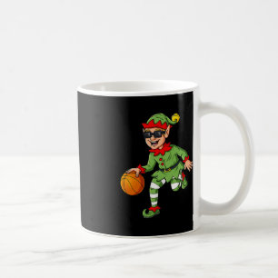 Christmas Elf Dribbling A Basketball Fun Boys Kids Coffee Mug