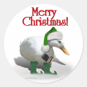 Christmas Elf Duck - Santa's Helper Classic Round Sticker