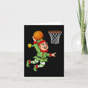 Christmas Elf Dunking A Basketball Fun Boys Kids X Card