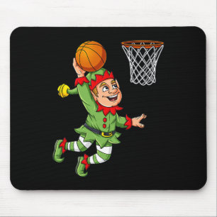 Christmas Elf Dunking A Basketball Fun Boys Kids X Mouse Pad