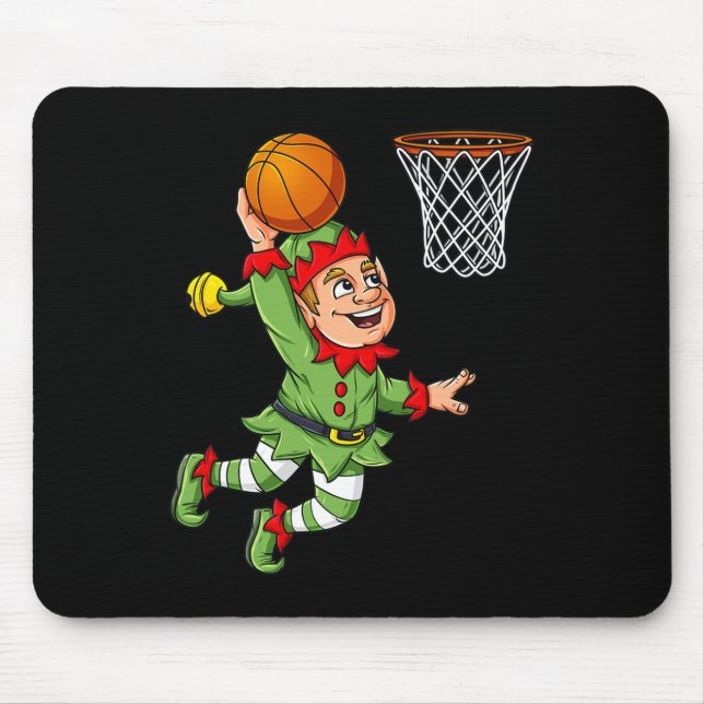 Christmas Elf Dunking A Basketball Fun Boys Kids X Mouse Pad (Front)