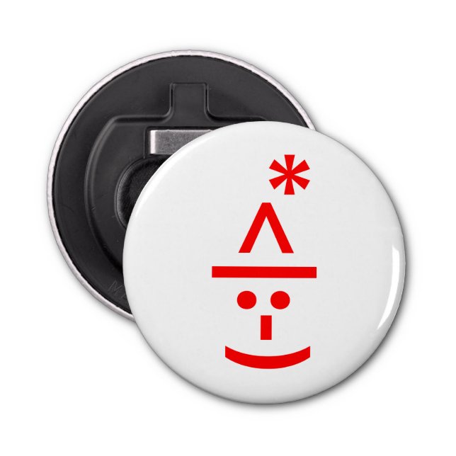 Christmas Elf Emoticon Xmas ASCII Text Art Bottle Opener (Front)