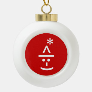 Christmas Elf Emoticon Xmas ASCII Text Art Ceramic Ball Christmas Ornament