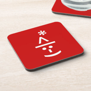 Christmas Elf Emoticon Xmas ASCII Text Art Coaster