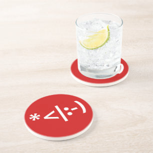 Christmas Elf Emoticon Xmas ASCII Text Art Coaster