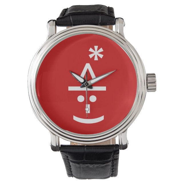 Christmas Elf Emoticon Xmas ASCII Text Art Watch (Front)