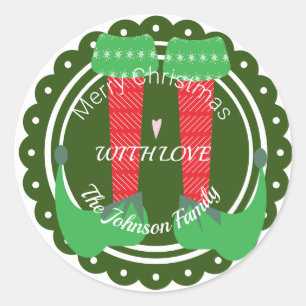 Christmas Elf Feet Heels Festive Holiday Classic Round Sticker