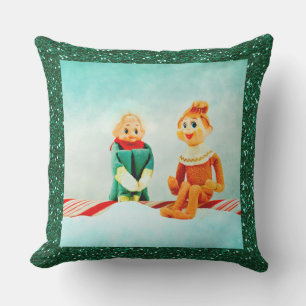 Christmas Elf First Date with Glitter Frame Outdoor Cushion