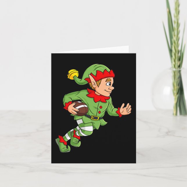 Christmas Elf Football Running Back Boys Kids Fami Card (Front)