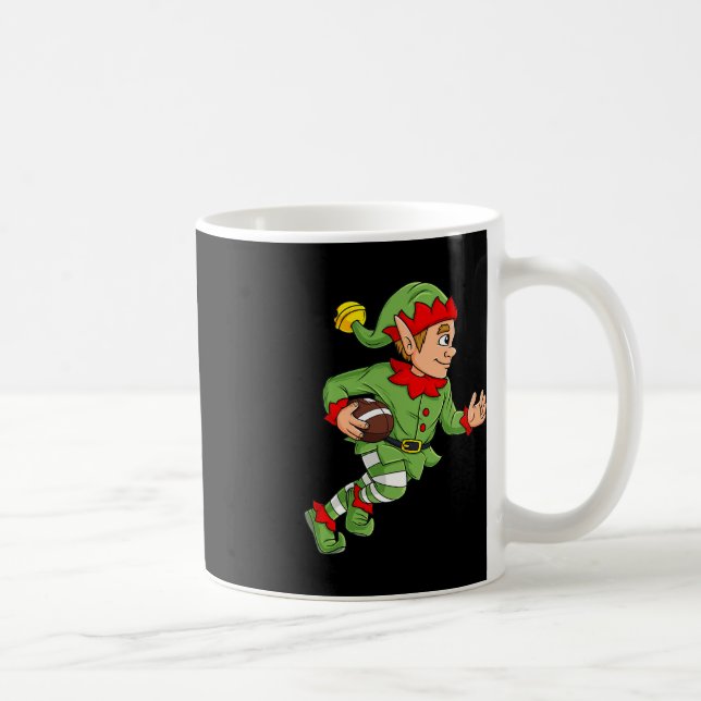 Christmas Elf Football Running Back Boys Kids Fami Coffee Mug (Right)