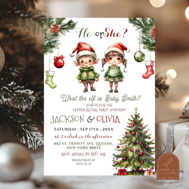 Christmas Elf Gender Reveal Invitation (Creator Uploaded)