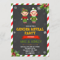 Christmas elf gender reveal party invitation