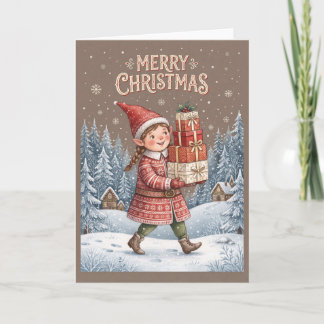 Christmas Elf Girl Holiday Card