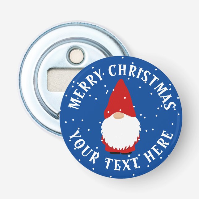 Christmas elf gnome custom magnetic bottle opener (Front)
