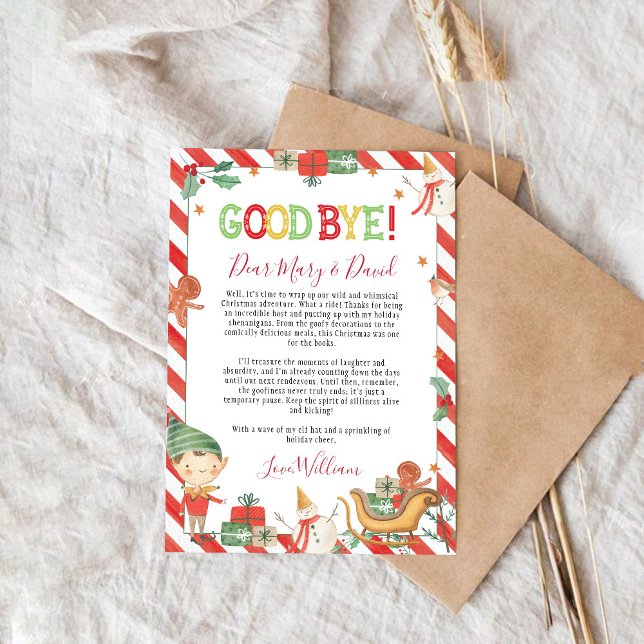 Christmas Elf Goodbye Letter Card (Creator Uploaded)