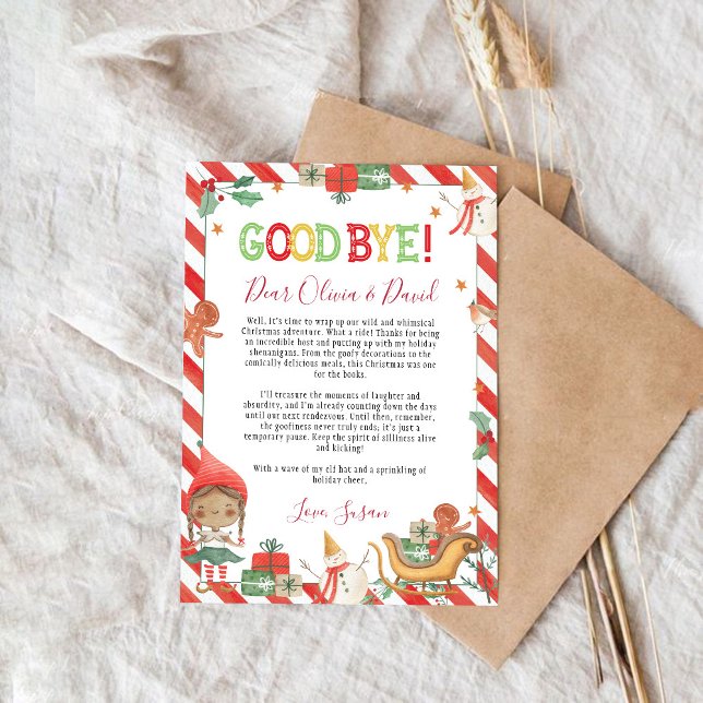 Christmas Elf Goodbye Letter Card (Creator Uploaded)