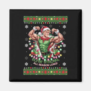 Christmas Elf Gym Workout Elfin' Strong All Season Magnet