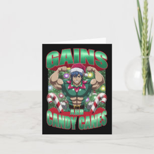 Christmas Elf Gym Workout Gains And Candy Canes Card