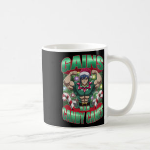 Christmas Elf Gym Workout Gains And Candy Canes Coffee Mug