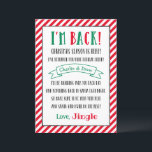 Christmas Elf I'm Back Custom Holiday Letter<br><div class="desc">Personalise this "I'm Back!" Elf letter with your child's or children's name(s) and elf's name to welcome this Christmas tradition in style. Features a festive red and green colour scheme.</div>