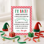 Christmas Elf I'm Back Custom Holiday Letter Card<br><div class="desc">Personalise this "I'm Back!" Elf letter with your child's or children's name(s) and elf's name to welcome this Christmas tradition in style. Features a festive red and green colour scheme.</div>