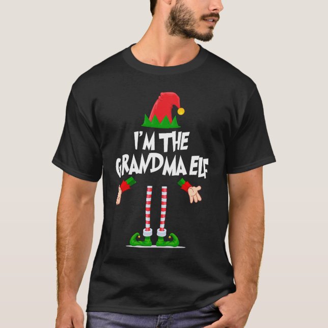 Christmas Elf  I'm The Grandma Elf Matching Xmas T-Shirt (Front)
