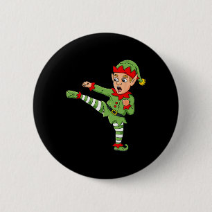 Christmas Elf Karate Funny Boys Girl Kids Family P 6 Cm Round Badge