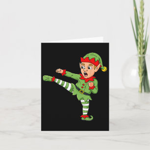 Christmas Elf Karate Funny Boys Girl Kids Family P Card