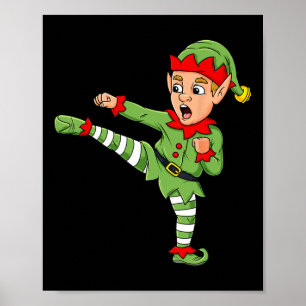 Christmas Elf Karate Funny Boys Girl Kids Family P Poster