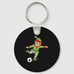 Christmas Elf Kicking Soccer Ball Funny Boys Girls Key Ring