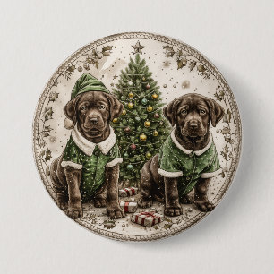Christmas Elf Labrador Retriever Puppy 7.5 Cm Round Badge