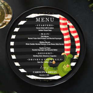 Christmas Elf Legs Black and White Stripe Menu