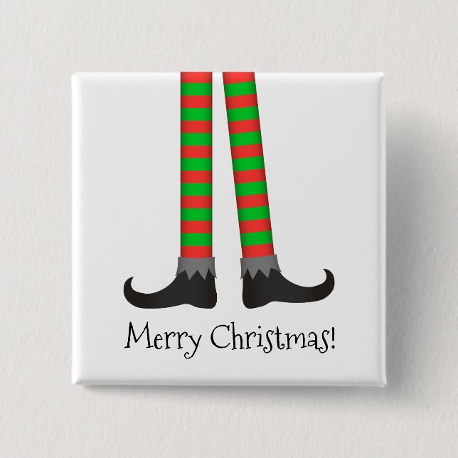 Christmas Elf Legs Button - Striped Costume (Front)
