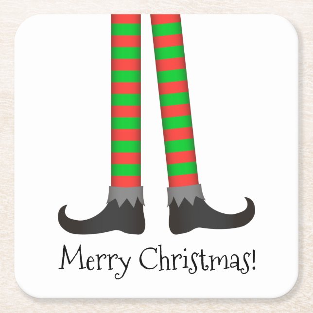 Christmas Elf Legs Coaster - Striped Costume (Front)