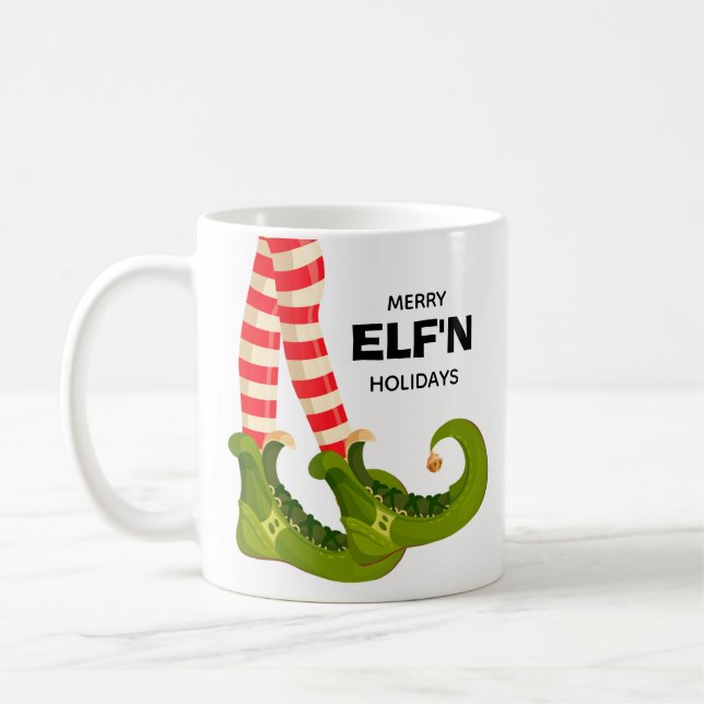 Christmas Elf Legs Coffee Mug (Left)