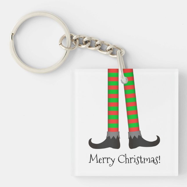 Christmas Elf Legs Keychain - Striped Costume (Front)
