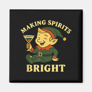 Christmas Elf Martini Funny Alcohol Saying Spirits Magnet