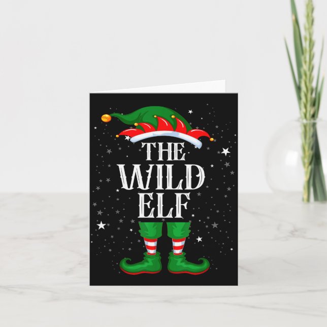 Christmas Elf Matching Family Group Funny Wild Elf Card (Front)