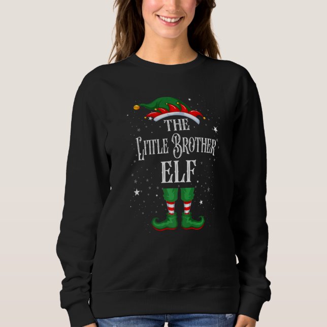 Christmas Elf Matching Family Group Little Brother Sweatshirt (Front)