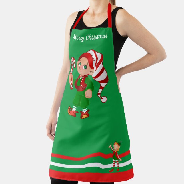 Christmas Elf Mother Daughter Hostess Bake Cookies Apron (Insitu)