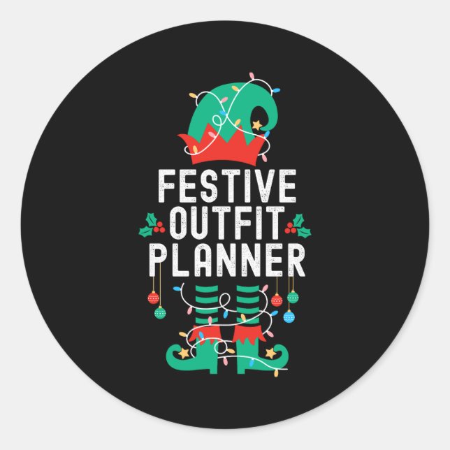 Christmas Elf Office Team Party Family Matching _1 Classic Round Sticker (Front)