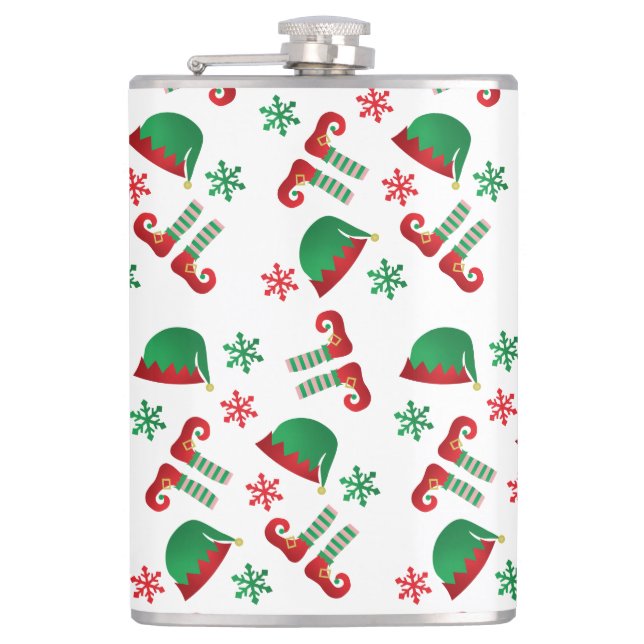 Christmas Elf Outfit Pattern Hip Flask (Front)