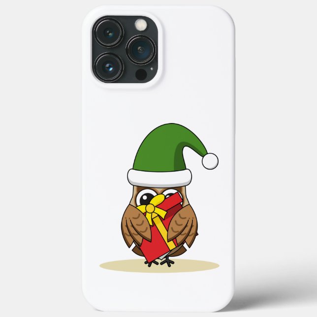 Christmas Elf Owl with Present Case-Mate iPhone Case (Back)