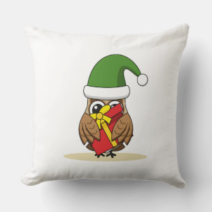 Christmas Elf Owl with Present Cushion