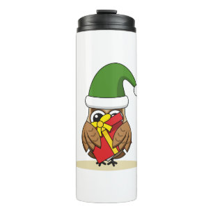 Christmas Elf Owl with Present Thermal Tumbler