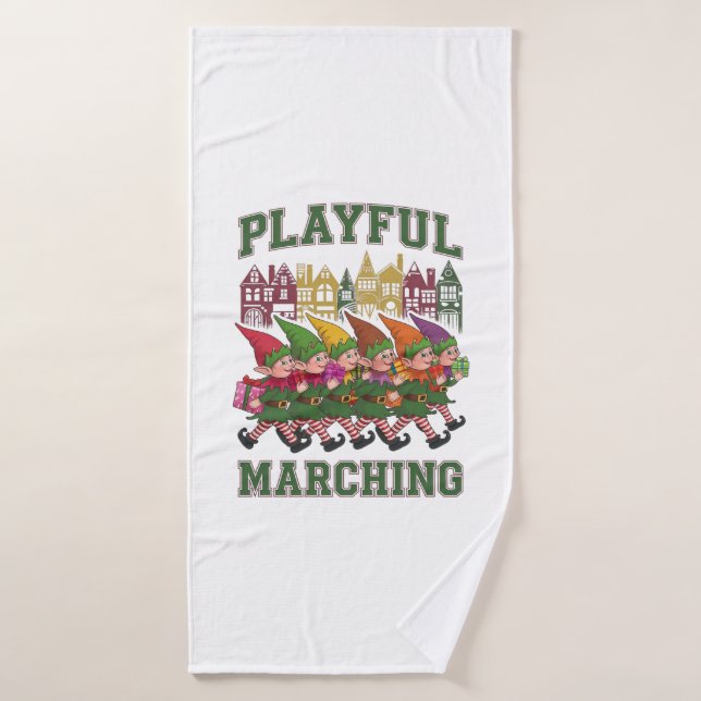 Christmas Elf Parade Bath Towel (Bath Towel)