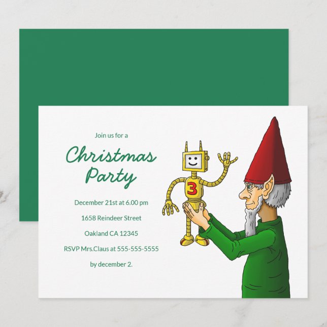 Christmas Elf Party Invitation (Front/Back)