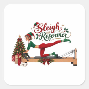 Christmas Elf Pilates Reformer Square Sticker