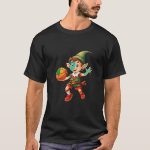 Christmas Elf Playing Basketball X Mas Pajamas Par T-Shirt