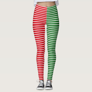 Christmas Elf Red and Green Striped Leggings